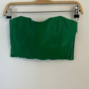 Green leather Zara tube top New with Tag size Medium